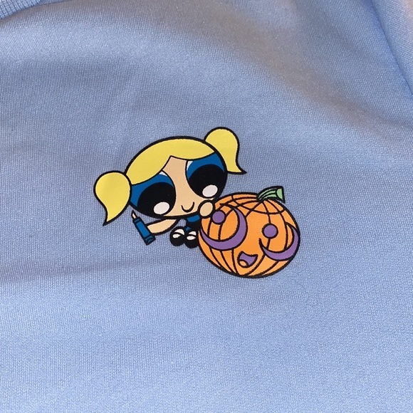 NWOT Women’s Powerpuff Girls/Bubbles Sky Blue RomWe Crewneck Sweatshirt - Picture 10 of 12